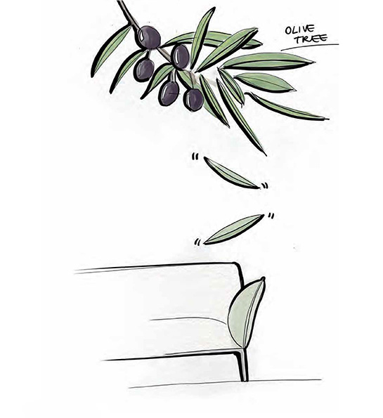 marcel wanders studio references an olive leaf in eufolia sofa for natuzzi  italia