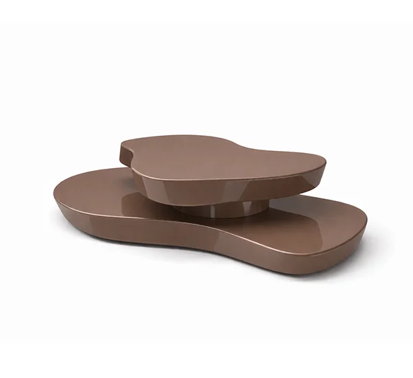 Amoeba-shaped Caleo coffee tables by Mauro Lipparini - Organic modern living room decor from Natuzzi Italia.