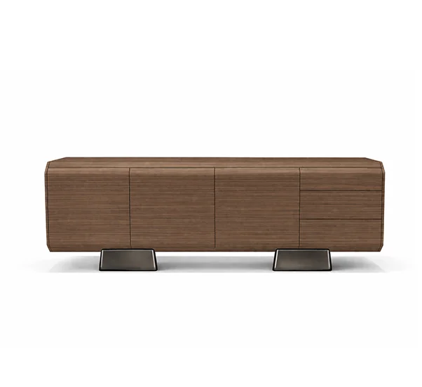 Contemporary Caleo sideboard with octagonal sides and metal base - Natuzzi Italia collection available near Boston.