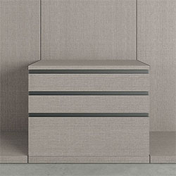 Floor standing drawer unit with with groove handles