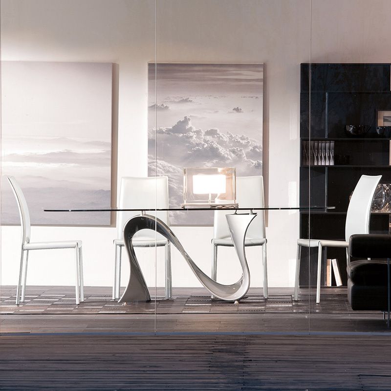 Tonin Casa Wave Glass Dining Table Italian Design Interiors