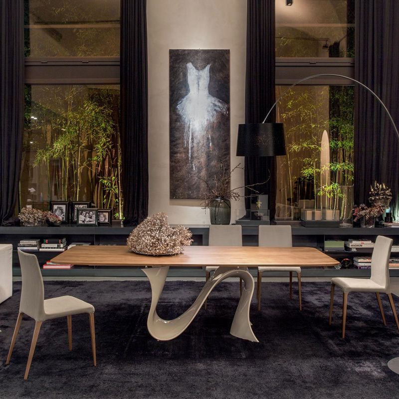 Tonin Casa Wave Wood Dining Table Italian Design Interiors