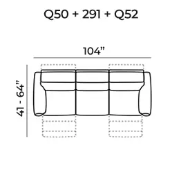Sofa with two recliners Q50+291+Q52