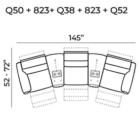 Sectional with three recliners Q50+823+Q38+823+Q52