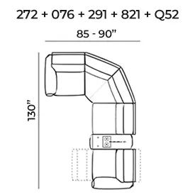 Sectional with one recliner Q50+Q38+076+274